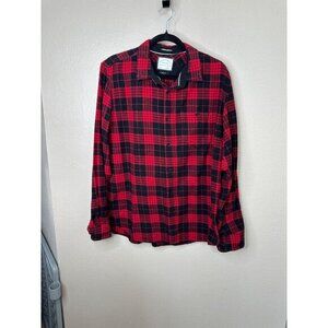 American Heritage Mens Red Flannel Large Plaid long‎ sleeve button up collared